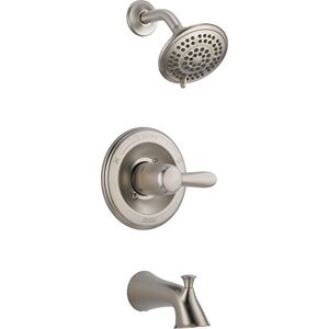 DELTA Lahara 14 Series Single-Function Tub and Shower Trim Kit with 5-Spray Touch Clean Shower Head, Stainless T14438-SS (Valve Not Included) DELTA Lahara 14 Series Single-Function Tub and Shower Trim Kit with 5-Spray Touch Clean Shower Head, Stainless T14438-SS (Valve Not Included)