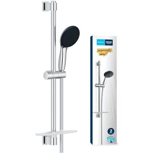 Grohe Vitalio Start 110 Shower Set (Round 11 cm Hand Shower 2 Sprays: Rain & Jet, Anti-Limescale System, Shower Hose 1.75 m, Rail 60 cm with Tray), Easy to Fit with QuickGlue, Chrome, 26952001 Grohe Vitalio Start 110 Shower Set (Round 11 cm Hand Shower 2 Sprays: Rain & Jet, Anti-Limescale System, Shower Hose 1.75 m, Rail 60 cm with Tray), Easy to Fit with QuickGlue, Chrome, 26952001