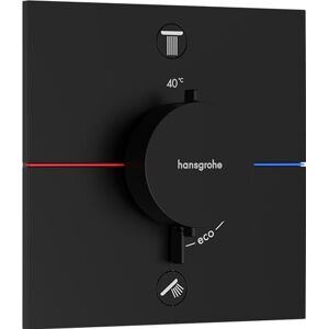 Hansgrohe ShowerSelect Comfort E - thermostat conceiled, bathroom tap with safety stop at 40 °C, thermostat square for showers and bath tubs, shower mixer for 2 functions, matt black, 15572670