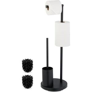 Relaxdays Toilet Roll Holder and Brush Set, Stainless Steel, HxD 68 x 22 cm, Freestanding Bathroom Paper Stand, Black, Iron, Foam Relaxdays Toilet Roll Holder and Brush Set, Stainless Steel, HxD 68 x 22 cm, Freestanding Bathroom Paper Stand, Black, Iron, Foam