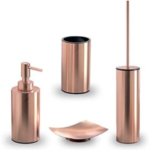 Gedy Electric Set of 4, 1 Soap Dish, 1 Toilet Brush, 1 Soap Dispenser and 1 Toothbrush Holder, Stainless Steel Series, Rose Gold Gedy Electric Set of 4, 1 Soap Dish, 1 Toilet Brush, 1 Soap Dispenser and 1 Toothbrush Holder, Stainless Steel Series, Rose Gold