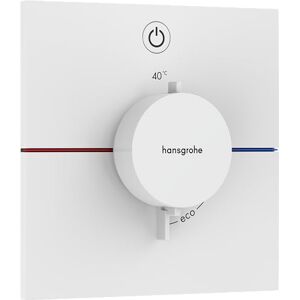 Hansgrohe ShowerSelect Comfort E - thermostat conceiled, bathroom tap with safety stop at 40 °C, thermostat square for showers and bath tubs, shower mixer for 1 function, matt white, 15571700