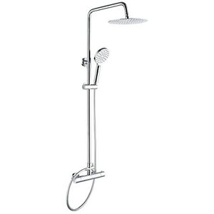 GRIFEMA COLUMNAS-G7002 Wall Mounted Thermostatic Shower System Round Shower Mixer Tap Set with Thermostat, 1/2 Inch Hose Pipe, Chrome GRIFEMA COLUMNAS-G7002 Wall Mounted Thermostatic Shower System Round Shower Mixer Tap Set with Thermostat, 1/2 Inch Hose Pipe, Chrome