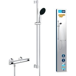 Grohe Precision Flow Exposed Thermostatic Shower Set (Round 11 cm Hand Shower, 1 Spray: Rain, Hose 1.75 m, Rail 90 cm, Safety Functions, Water Saving), Chrome, 34805001 Grohe Precision Flow Exposed Thermostatic Shower Set (Round 11 cm Hand Shower, 1 Spray: Rain, Hose 1.75 m, Rail 90 cm, Safety Functions, Water Saving), Chrome, 34805001