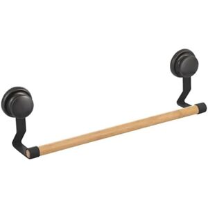 MSV Wall Towel Holder Mega Suction Cups Bamboo & Steel Matt Black, Unique MSV Wall Towel Holder Mega Suction Cups Bamboo & Steel Matt Black, Unique