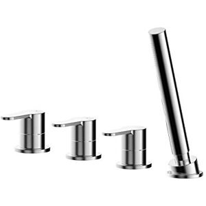 nuie ARV334 Arvan Modern Bathroom Round Deck Mounted 4 Tap Hole Bath Shower Mixer Tap with Lever Handles (No Spout), 230mm, Chrome nuie ARV334 Arvan Modern Bathroom Round Deck Mounted 4 Tap Hole Bath Shower Mixer Tap with Lever Handles (No Spout), 230mm, Chrome