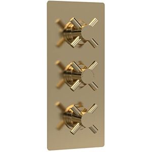 Hudson Reed KRI8023 Tec Cross Modern Concealed Triple Thermostatic Crosshead Shower Valve with Diverter 3 Outlets, 280mm, Brushed Brass Hudson Reed KRI8023 Tec Cross Modern Concealed Triple Thermostatic Crosshead Shower Valve with Diverter 3 Outlets, 280mm, Brushed Brass