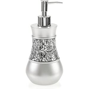 Creative Labs Silver Hand Soap Dispenser for Bathroom, Decorative Countertop Lotion Dispenser, Elegant Crackled Glass Liquid Soap Dispenser with Sturdy Pump for Classic Bathroom Décor Creative Labs Silver Hand Soap Dispenser for Bathroom, Decorative Countertop Lotion Dispenser, Elegant Crackled Glass Liquid Soap Dispenser with Sturdy Pump for Classic Bathroom Décor