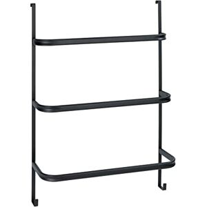 WENKO Irpinia Black Towel Rail with 3 Towel Bars, Easy to Hang On Shower Wall or Door, Steel, 54.5 x 77.5 x 21.5 cm, Black WENKO Irpinia Black Towel Rail with 3 Towel Bars, Easy to Hang On Shower Wall or Door, Steel, 54.5 x 77.5 x 21.5 cm, Black