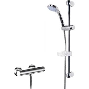nuie SBR87BV1 Shower Bundle Modern Bathroom Round Binsey Thermostatic Bar Valve with Bottom Outlet and Curved Slide Rail Kit with Multi-Function Handset, Chrome nuie SBR87BV1 Shower Bundle Modern Bathroom Round Binsey Thermostatic Bar Valve with Bottom Outlet and Curved Slide Rail Kit with Multi-Function Handset, Chrome