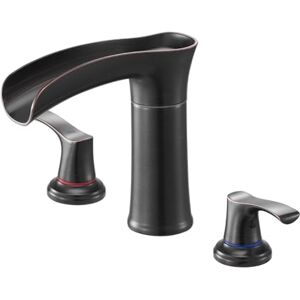 VEVOR Roman Tub Faucet, 3 Hole Waterfall Bathtub Faucet, Zinc Alloy Bath Tubs Faucets Set with 2 Handles, Deck Mount Bath Tub Faucets Set for Pet Washing, Adult Bathing, Oil-Rubbed Bronze, Drip-Free VEVOR Roman Tub Faucet, 3 Hole Waterfall Bathtub Faucet, Zinc Alloy Bath Tubs Faucets Set with 2 Handles, Deck Mount Bath Tub Faucets Set for Pet Washing, Adult Bathing, Oil-Rubbed Bronze, Drip-Free