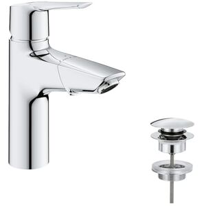 Grohe QUICKFIX Start Basin Mixer Tap with Pull-Out Spout (Metal Lever, Magnetic Docking, Smooth Body, Click-Clack Push Waste Set, Water Saving Technology, Tails 3/8''), Size 191 mm, Chrome, 24205003 Grohe QUICKFIX Start Basin Mixer Tap with Pull-Out Spout (Metal Lever, Magnetic Docking, Smooth Body, Click-Clack Push Waste Set, Water Saving Technology, Tails 3/8''), Size 191 mm, Chrome, 24205003