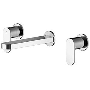 nuie BIN317 Binsey Modern Bathroom Round Wall Mount 3 Tap Hole Basin Mixer Tap with Lever Handles (No Plate), 75mm, Chrome nuie BIN317 Binsey Modern Bathroom Round Wall Mount 3 Tap Hole Basin Mixer Tap with Lever Handles (No Plate), 75mm, Chrome