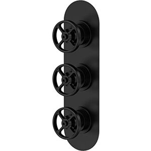 Hudson Reed SIWTR402 Revolution Modern Industrial Triple Thermostatic Concealed Shower Valve 2 Outlets, 280mm, Matt Black Hudson Reed SIWTR402 Revolution Modern Industrial Triple Thermostatic Concealed Shower Valve 2 Outlets, 280mm, Matt Black