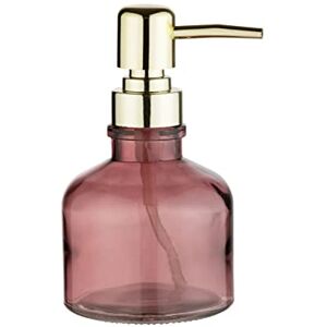 WENKO Atessa Dusky Pink Glass Soap Dispenser, Golden Pump Head, Refillable Up to 200 ml, Perfect for Washbasin, Ø 8 x 14 cm WENKO Atessa Dusky Pink Glass Soap Dispenser, Golden Pump Head, Refillable Up to 200 ml, Perfect for Washbasin, Ø 8 x 14 cm