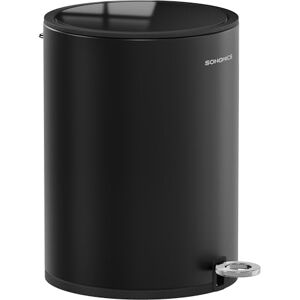 SONGMICS Bathroom Bin with Lid, Toilet Bin, 6 L Cosmetic Bin, Small Waste Bin, Soft Close, Removable Plastic Inner Bucket, for Bedroom, Office, Steel, Ink Black LTB012BZ01 SONGMICS Bathroom Bin with Lid, Toilet Bin, 6 L Cosmetic Bin, Small Waste Bin, Soft Close, Removable Plastic Inner Bucket, for Bedroom, Office, Steel, Ink Black LTB012BZ01
