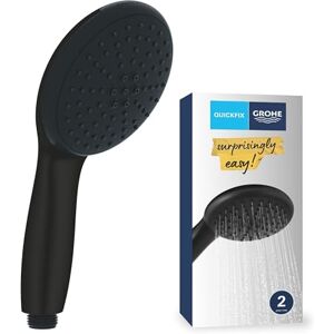 Grohe Vitalio Start 110 QuickFix Hand Shower for Low Pressure (Round 11 cm Shower Head 2 Sprays: Rain and Jet, Anti-Limescale System, Silicone Ring, Universal Mounting System), Matt Black, 269492434 Grohe Vitalio Start 110 QuickFix Hand Shower for Low Pressure (Round 11 cm Shower Head 2 Sprays: Rain and Jet, Anti-Limescale System, Silicone Ring, Universal Mounting System), Matt Black, 269492434