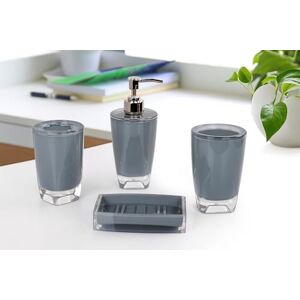 Fingey Modern Design 4 Piece Bathroom Accessory Set, Soap Dish, Tooth Brush Holder, Soap Dispenser, Rinse Cup (Grey) Fingey Modern Design 4 Piece Bathroom Accessory Set, Soap Dish, Tooth Brush Holder, Soap Dispenser, Rinse Cup (Grey)