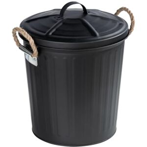 WENKO Gara Cosmetic Bin, Bathroom Bin, 6 L, Retro Bathroom Bin, Braided Handles, Painted Steel, 24 x 28.5 x 23 cm, Matte Black WENKO Gara Cosmetic Bin, Bathroom Bin, 6 L, Retro Bathroom Bin, Braided Handles, Painted Steel, 24 x 28.5 x 23 cm, Matte Black