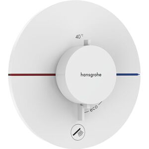 Hansgrohe ShowerSelect Comfort S - thermostat conceiled, bathroom tap with safety stop at 40 °C, thermostat round for showers and bath tubs, shower mixer for 1 function, matt white, 15562700