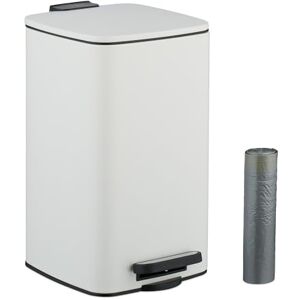 Relaxdays Bathroom Pedal Bin, 8 Litres, Soft-Close Lid, Removable Inner Bucket, Metal, Sanitary Waste, Toilet, White, 70% iron 30% plastic, 8 L Relaxdays Bathroom Pedal Bin, 8 Litres, Soft-Close Lid, Removable Inner Bucket, Metal, Sanitary Waste, Toilet, White, 70% iron 30% plastic, 8 L