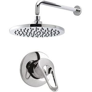 nuie SBR03MV1 Bundle Modern Bathroom Concealed Manual Valve Wall Mounted Arm and Round Fixed Shower Head, Chrome nuie SBR03MV1 Bundle Modern Bathroom Concealed Manual Valve Wall Mounted Arm and Round Fixed Shower Head, Chrome