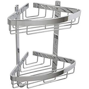 Croydex Large Corner Shower Caddy Durable Aluminium Bathroom Shelves with Chrome Finish for Modern Bathrooms, 2-Tier Shower Corner Shelves with Hooks, Easy Installation, 5kg Load Capacity Croydex Large Corner Shower Caddy Durable Aluminium Bathroom Shelves with Chrome Finish for Modern Bathrooms, 2-Tier Shower Corner Shelves with Hooks, Easy Installation, 5kg Load Capacity