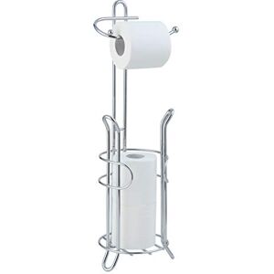 SunnyPoint Bathroom Toilet Tissue Paper Roll Storage Holder Stand with Reserve, The Reserve Area Has Enough Space to Store Mega Rolls; Chrome Finish SunnyPoint Bathroom Toilet Tissue Paper Roll Storage Holder Stand with Reserve, The Reserve Area Has Enough Space to Store Mega Rolls; Chrome Finish