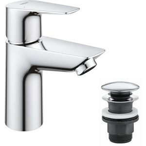Grohe QUICKFIX Start Edge – Bathroom Basin Mixer Tap with Push-Open Pop-Up Waste Set (Metal Lever, 28 mm Ceramic Cartridge, Water Saving Low Flow Mousseur 3.5 l/min, Tails 3/8 Inch), Chrome, 23898001 Grohe QUICKFIX Start Edge – Bathroom Basin Mixer Tap with Push-Open Pop-Up Waste Set (Metal Lever, 28 mm Ceramic Cartridge, Water Saving Low Flow Mousseur 3.5 l/min, Tails 3/8 Inch), Chrome, 23898001