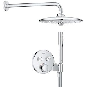 Grohe Precision SmartControl – Concealed System with 2-Valve Thermostat (26 cm Overhead 3-Spray, Stick Hand Shower 1-Spray, 1.5 m Hose, Circular Trim), Chrome, 34878000 Grohe Precision SmartControl – Concealed System with 2-Valve Thermostat (26 cm Overhead 3-Spray, Stick Hand Shower 1-Spray, 1.5 m Hose, Circular Trim), Chrome, 34878000