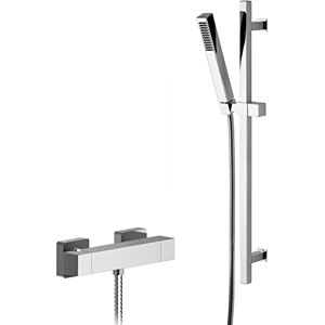 Hudson Reed SBS97BV1 Shower Bundle Modern Bathroom Sanford Square Thermostatic Bar Valve and Kubix Rectangular Slide Rail Kit with Single Function Handset, Chrome Hudson Reed SBS97BV1 Shower Bundle Modern Bathroom Sanford Square Thermostatic Bar Valve and Kubix Rectangular Slide Rail Kit with Single Function Handset, Chrome