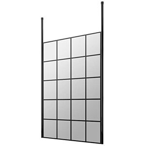 Hudson Reed BFCP11 Modern Bathroom Black Framed Free Standing Wetroom Screen with 2 Ceiling Posts, 1100mm, Hudson Reed BFCP11 Modern Bathroom Black Framed Free Standing Wetroom Screen with 2 Ceiling Posts, 1100mm,