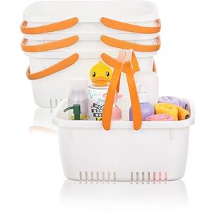 Cetomo Shower Caddy Basket, Plastic Shower Organiser with Foldable Handle, Portable Storage Box with Drainage Holes for Bathroom, Kitchen, Dorm, Shower Gel, Shampoo, Cosmetic, White-4 Pack Cetomo Shower Caddy Basket, Plastic Shower Organiser with Foldable Handle, Portable Storage Box with Drainage Holes for Bathroom, Kitchen, Dorm, Shower Gel, Shampoo, Cosmetic, White-4 Pack