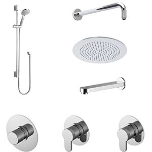 nuie SBR136ST3 Arvan Spa Modern Bathroom Shower Bundle with Temperature Valve, Stop Tap, Diverter, Arm, Head, Slide Rail Kit and Spout, 830mm, Chrome nuie SBR136ST3 Arvan Spa Modern Bathroom Shower Bundle with Temperature Valve, Stop Tap, Diverter, Arm, Head, Slide Rail Kit and Spout, 830mm, Chrome