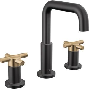 DELTA Nicoli Matte Black/Brushed Gold Bathroom Faucet 3 Hole, 8 Inch Widespread Bathroom Sink Faucet for Vanity, Push-Pop Drain Assembly, Matte Black/Champagne Bronze 35894LF-GZ DELTA Nicoli Matte Black/Brushed Gold Bathroom Faucet 3 Hole, 8 Inch Widespread Bathroom Sink Faucet for Vanity, Push-Pop Drain Assembly, Matte Black/Champagne Bronze 35894LF-GZ