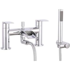 VeeBath Stream Round Waterfall Bath Shower Mixer Tap – Chrome Finish Double Lever, Deck Mounted Bathroom Tap, Includes Round Showerhead & Kit, Modern Bath Mixer Tap with G3/4" BSP Inlet VeeBath Stream Round Waterfall Bath Shower Mixer Tap – Chrome Finish Double Lever, Deck Mounted Bathroom Tap, Includes Round Showerhead & Kit, Modern Bath Mixer Tap with G3/4" BSP Inlet