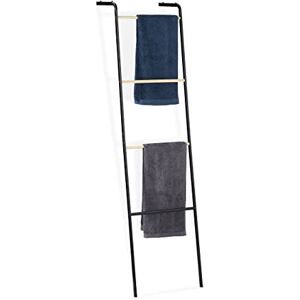 Relaxdays Metal Towel Ladder Rack, 4 Rungs for Washcloths & Clothes, Compact, HxWxD 160x40x26 cm, Black, Iron, One Item Relaxdays Metal Towel Ladder Rack, 4 Rungs for Washcloths & Clothes, Compact, HxWxD 160x40x26 cm, Black, Iron, One Item