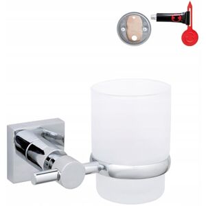 tesa UK tesa Hukk tumbler holder, high gloss chromed metal, self-adhesive, adhesive mounting technology, 95mm x 125mm x 90mm tesa UK tesa Hukk tumbler holder, high gloss chromed metal, self-adhesive, adhesive mounting technology, 95mm x 125mm x 90mm