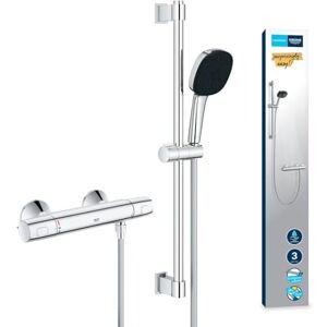 Grohe Precision Trend Exposed Thermostat Shower Set (Square 11 cm Hand 3 Sprays: Rain, Jet & Massage, Hose 1.75 m, Rail 60 cm, Safety Functions, Water Saving), Chrome, 34237003 Grohe Precision Trend Exposed Thermostat Shower Set (Square 11 cm Hand 3 Sprays: Rain, Jet & Massage, Hose 1.75 m, Rail 60 cm, Safety Functions, Water Saving), Chrome, 34237003
