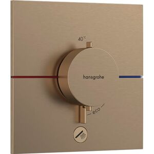 Hansgrohe ShowerSelect Comfort E - thermostat conceiled, bathroom tap with safety stop at 40 °C, thermostat square for showers and bath tubs, shower mixer for 1 function, brushed bronze, 15575140