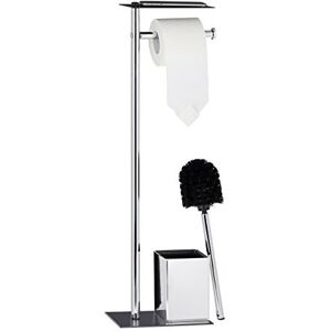 Relaxdays Butler with Paper Holder, Toilet Brush with Container, H x W x D 66 x 20 x 13 cm, Black-Silver, Steel, 66.5 x 20 x 13.5 cm Relaxdays Butler with Paper Holder, Toilet Brush with Container, H x W x D 66 x 20 x 13 cm, Black-Silver, Steel, 66.5 x 20 x 13.5 cm