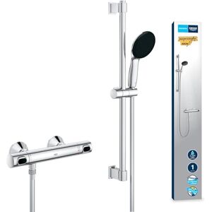 Grohe Precision Flow Exposed Thermostatic Shower Set (Round 11 cm Hand 1 Sprays: Rain, Hose 1.75 m, Rail 60 cm, Safety Functions, Water Saving), Chrome, 34800001 Grohe Precision Flow Exposed Thermostatic Shower Set (Round 11 cm Hand 1 Sprays: Rain, Hose 1.75 m, Rail 60 cm, Safety Functions, Water Saving), Chrome, 34800001