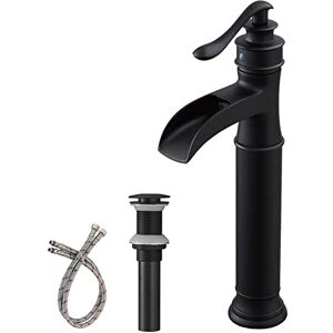 BWE Bathroom Vessel Sink Faucet Waterfall Matte Black Single-Handle One Hole Lavatory Faucet Mixer Tap Deck Mounted BWE Bathroom Vessel Sink Faucet Waterfall Matte Black Single-Handle One Hole Lavatory Faucet Mixer Tap Deck Mounted