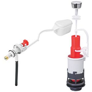 Wirquin 10724138 Complete Toilet Flush Mechanism Single Flush MP & Float Valve with Side Feed F80, Grey and Red Wirquin 10724138 Complete Toilet Flush Mechanism Single Flush MP & Float Valve with Side Feed F80, Grey and Red