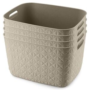 CURVER Softex 4x 19L Storage Baskets, 100 percent Recycled Material, Lightweight, For Bathroom, Living Room, Kitchen, Chalk White CURVER Softex 4x 19L Storage Baskets, 100 percent Recycled Material, Lightweight, For Bathroom, Living Room, Kitchen, Chalk White