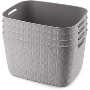 CURVER Softex 4x 19L Storage Baskets, 100 percent Recycled Material, Lightweight, For Bathroom, Living Room, Kitchen, Taupe CURVER Softex 4x 19L Storage Baskets, 100 percent Recycled Material, Lightweight, For Bathroom, Living Room, Kitchen, Taupe