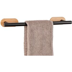 WENKO Turbo-Loc® Orea Bamboo Bath Towel Holder for Bath Towels Made of Black Matt Lacquered Stainless Steel Combined with a Bamboo Wall Mount, No Drilling Required, 40 x 4.5 x 7.5 cm WENKO Turbo-Loc® Orea Bamboo Bath Towel Holder for Bath Towels Made of Black Matt Lacquered Stainless Steel Combined with a Bamboo Wall Mount, No Drilling Required, 40 x 4.5 x 7.5 cm