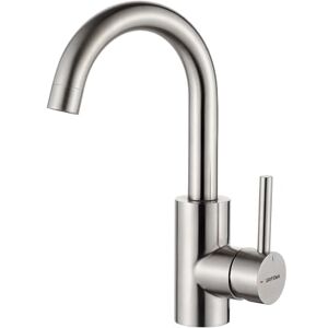 GRIFEMA Basin Mixer Tap for Washbasin – 360° Swivel Stainless Steel Basin Faucet with Single Lever Hot & Cold Water Mixer, Water-Saving Aerator, Brushed Chrome Finish, Easy DIY Installation, G1002A GRIFEMA Basin Mixer Tap for Washbasin – 360° Swivel Stainless Steel Basin Faucet with Single Lever Hot & Cold Water Mixer, Water-Saving Aerator, Brushed Chrome Finish, Easy DIY Installation, G1002A