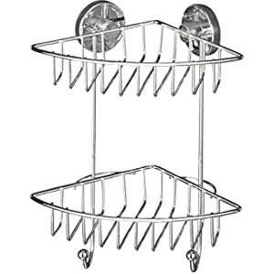 WENKO 20888100 Vacuum-Loc® 2-tier corner rack Bari fixing without drilling, Steel, 22.5 x 29.5 x 16 cm, Chrome WENKO 20888100 Vacuum-Loc® 2-tier corner rack Bari fixing without drilling, Steel, 22.5 x 29.5 x 16 cm, Chrome