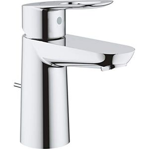 Grohe BauLoop – Single Lever Basin Mixer for Single Hole Installation with Plastic Pop-Up Waste Set (Water Saving Bathroom Tap, 28 mm Ceramic Cartridge, Tails 3/8 inch), Size 147 mm, Chrome, 23335000 Grohe BauLoop – Single Lever Basin Mixer for Single Hole Installation with Plastic Pop-Up Waste Set (Water Saving Bathroom Tap, 28 mm Ceramic Cartridge, Tails 3/8 inch), Size 147 mm, Chrome, 23335000